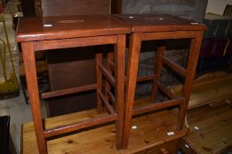 A pair of stained frame lab or similar stools