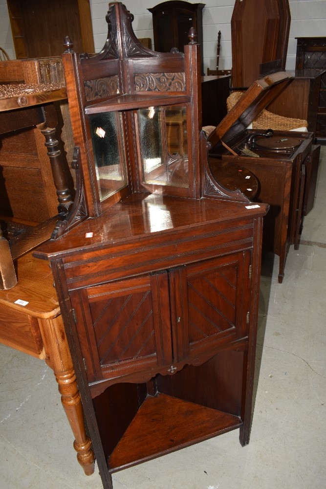 A Victorian mahogany corner hall or bathroom stand