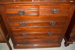 A late Victorian mahogany chest of two short and Three long drawers , w 103cm