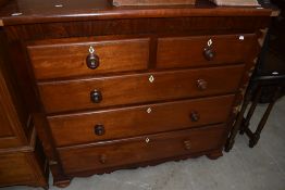 A Victorian mahogany chest of two short and three long drawers, w 125cm