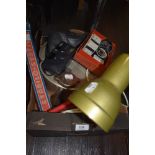 A mixed lot containing vintage segmented pan, radiator cap, desk lamp and more.