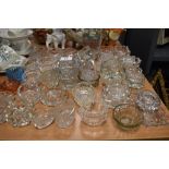 A collection of vintage and antique glass pinch pots,bowls and similar, pressed and cut glass