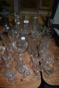 A collection of mixed vintage and antique glass including Victorian etched and cut examples,