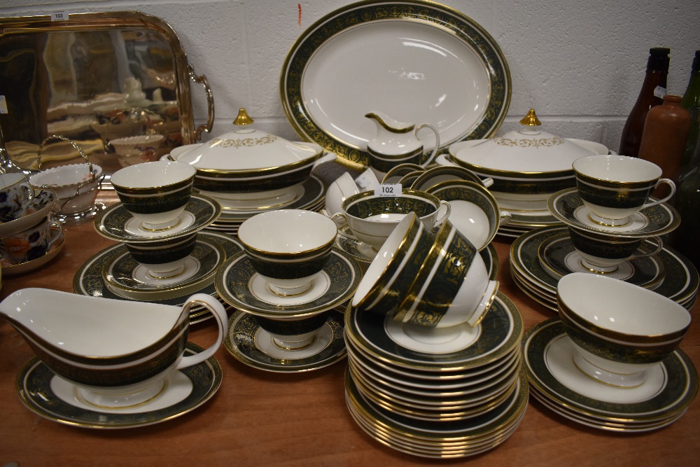 A collection of Royal Doulton' Vanborough' included are cups and saucers, two tureens, a platter,