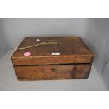 A vintage leather bound portable writing case having W.H.A Hornby castle engraved to brass plaque,