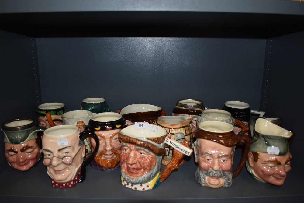 A selection of vintage novelty character and Toby style jugs.