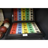 Six vintage plastic Bingo score cards.