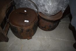 Two vintage cast fire cooking pots/melting pots