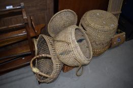 A selection of baskets including hamper style
