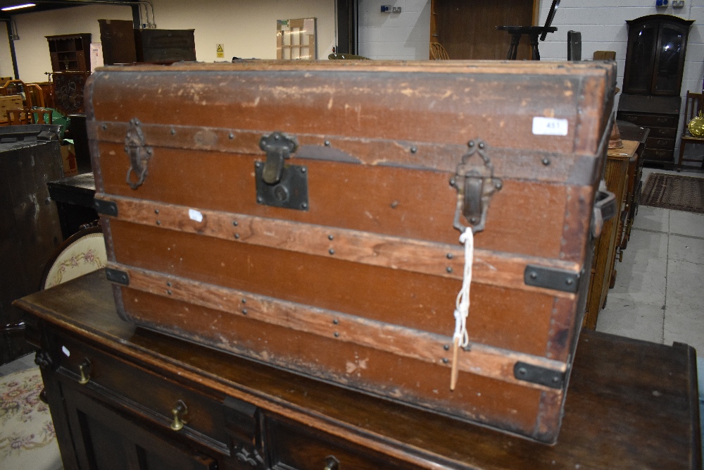 A vintage travel trunk