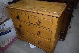 A 19th Century pine chest of two over two drawers