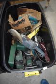 A selection of power tools including disk cutter and angle grinder