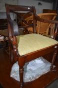A mahogany framed dining chair