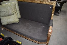 A French painted style carved back sofa or setee