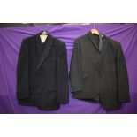 Two gents 1960s Burton suits, one being three piece, one Charcoal grey the other dark green with