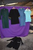 A selection of ladies 1960s and 70s dresses, mixed styles and sizes.