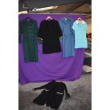 A selection of ladies 1960s and 70s dresses, mixed styles and sizes.