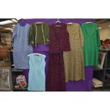 A mixed lot of ladies 1960s clothing including skirt suit and dresses, cheerful festive fabrics!