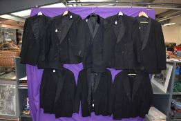 A collection of gents dinner jackets,1940s,50s and 60s, mixed sizes,included is a 1960s jacket