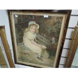 A print, Victorian child, 53 x 42cm, plus frame and glazed