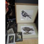 A selection of prints and original art work including Amy Williams blackbird