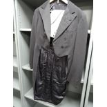 A gents vintage black tailcoat with grey waistcoat, around 1950s.