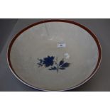 An antique porcelain punch or wash bowl hand decorated and marked for Sunderland