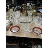 A selection of glass ware including brandy glasses and bonbon dishes