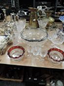 A selection of glass ware including brandy glasses and bonbon dishes