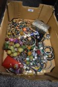 A selection of costume jewellery including trinket case