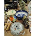 An art deco water jug, tureen and stove top iron and lidded tureen by Ironstone.