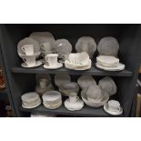 A large collection of Shelley dainty white including cups and saucers, fruit bowl, bowls, plates and