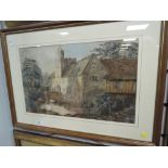 A watercolour attributed to Ivan Cooke Ightham Mote Kent attributed verso 25 x 40cm plus frame and