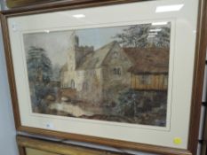 A watercolour attributed to Ivan Cooke Ightham Mote Kent attributed verso 25 x 40cm plus frame and