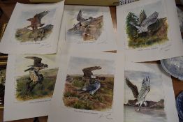 A selection of bird themed prints after Richard J Smith