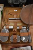 An early 20th century dress brush set and leather collar box or case