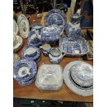A selection of blue and white wear including good selection Spode including tea pot