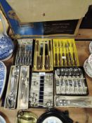 A selection of cased cutlery sets including steak knives