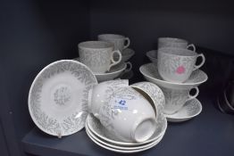 A porcelain part tea service having a frost design unmarked to base