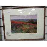 A print, after Keith Procter, poppies, signed and dated (19)93, 20 x 29cm, plus frame and glazed