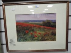 A print, after Keith Procter, poppies, signed and dated (19)93, 20 x 29cm, plus frame and glazed