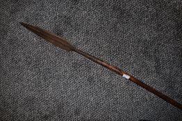 An ethnic tribal hunting spear with bamboo shaft possibly African