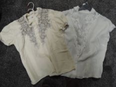 Two ladies vintage white blouses