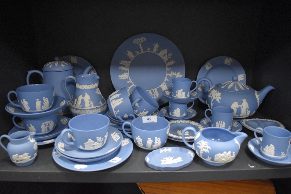 A part tea set and a part coffee service by Wedgwood in the Jasperware design