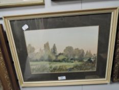 A watercolour, Eveline Sargent, landscape, signed, 20 x 30cm, plus frame and glazed