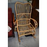 A vintage bamboo rocker