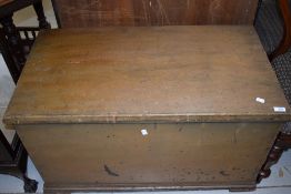 A Victorian painted pine blanket box, having internal candle drawers, w 93cm