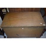 A Victorian painted pine blanket box, having internal candle drawers, w 93cm