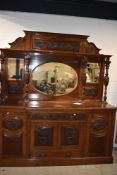 A Victorian mahogany mirror back sideboard, width approx 198cm