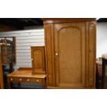 A mid Victorian ash bedroom suite, comp drawer base wardrobe, w 115cm, a dressing table, w 107cm,